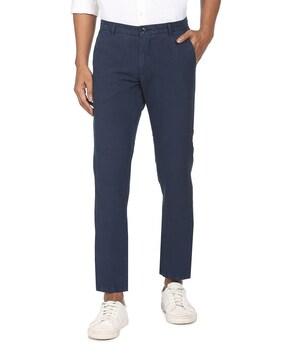 slim fit flat-front trousers