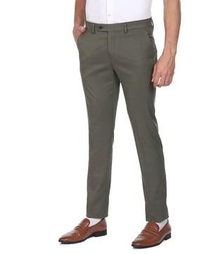 slim fit flat-front trousers