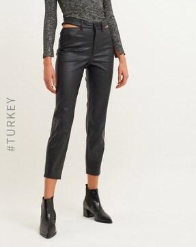 slim fit flat-front trousers