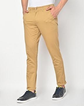 slim fit flat-front trousers