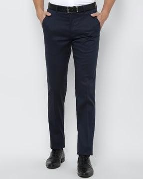 slim fit flat-front trousers