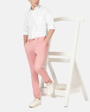 slim fit flat-front trousers