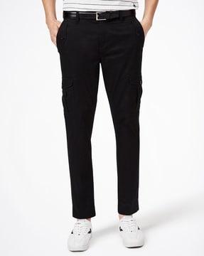 slim fit flat-front trousers