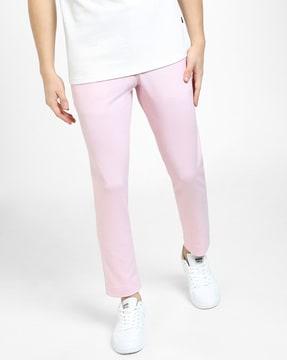 slim fit flat-front trousers