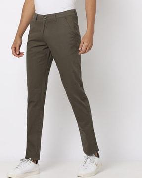 slim fit flat-front trousers