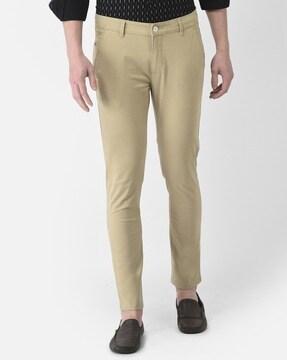 slim fit flat-front trousers