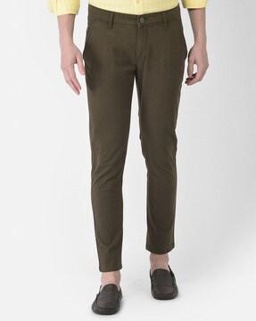 slim fit flat-front trousers