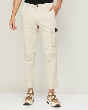 slim fit flat-front trousers