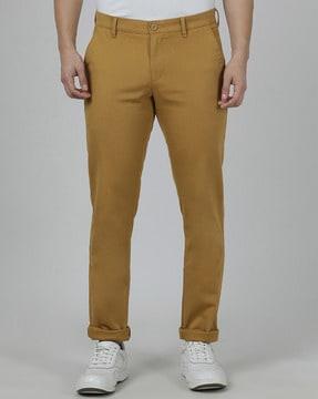 slim fit flat-front trousers