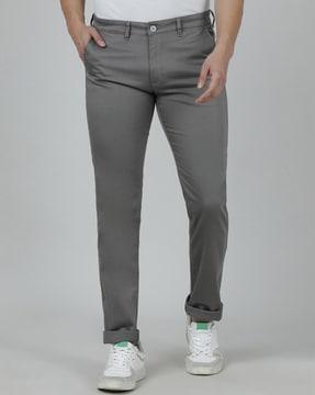 slim fit flat-front trousers