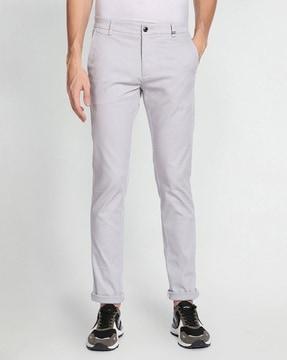 slim fit flat-front trousers