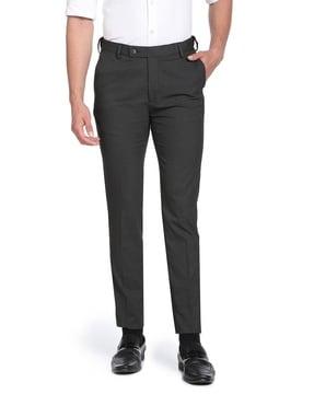 slim fit flat-front trousers