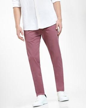 slim fit flat-front trousers