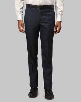 slim fit flat-front trousers