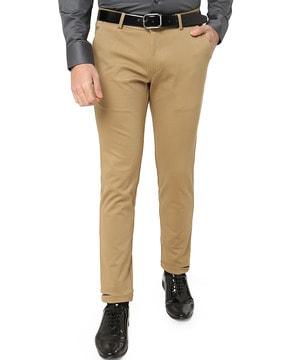 slim fit flat-front trousers