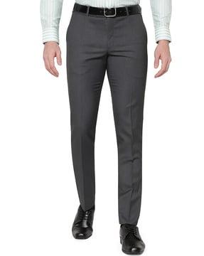 slim fit flat-front trousers