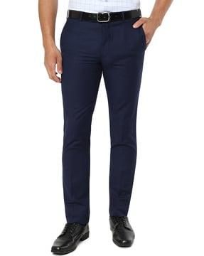 slim fit flat-front trousers