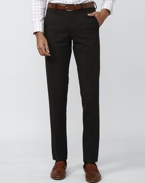 slim fit flat-front trousers