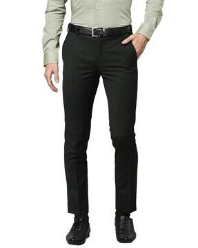 slim fit flat-front trousers