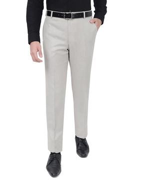 slim fit flat front trousers