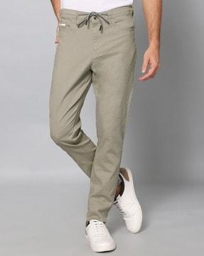 slim fit flat-front trousers