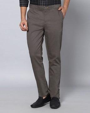 slim fit flat-front trousers