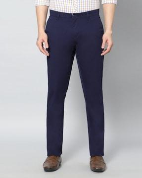 slim fit flat-front trousers