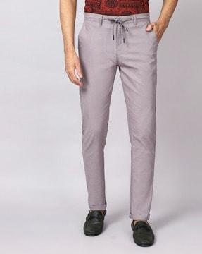 slim fit flat-front trousers