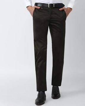 slim fit flat-front trousers