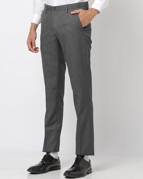 slim fit flat-front trousers