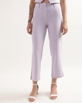 slim fit flat-front trousers