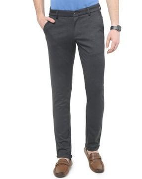 slim fit flat-front trousers