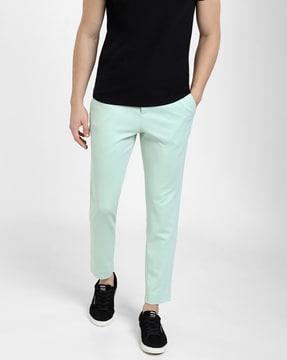 slim fit flat-front trousers