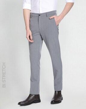 slim fit flat-front trousers