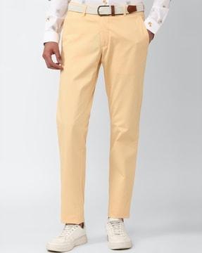 slim fit flat-front trousers