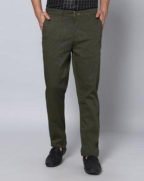 slim fit flat-front trousers