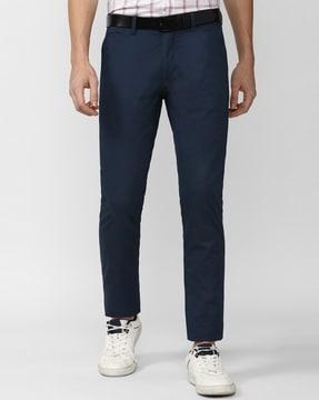 slim fit flat-front trousers