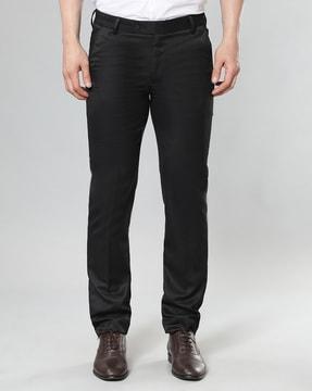 slim fit flat front trousers