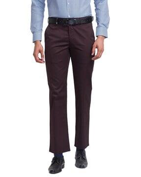 slim fit flat-front trousers