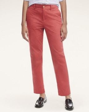 slim fit flat-front trousers