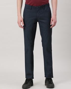 slim fit flat-front trousers