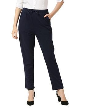 slim fit flat-front trousers