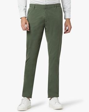 slim fit flat-front trousers