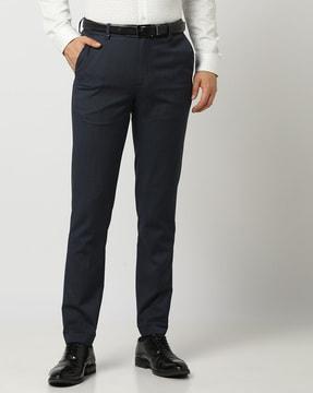 slim fit flat-front trousers