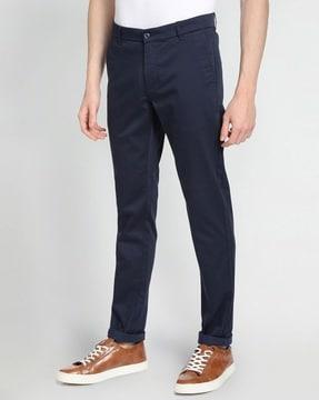 slim fit flat-front trousers