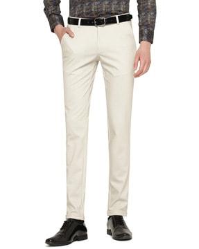 slim fit flat-front trousers