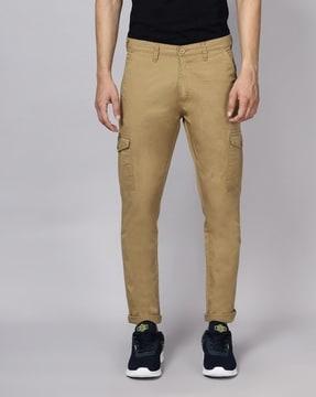 slim fit flat-front trousers