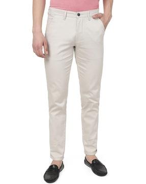 slim fit flat-front trousers