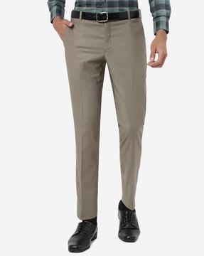 slim fit flat-front trousers