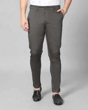 slim fit flat-front trousers